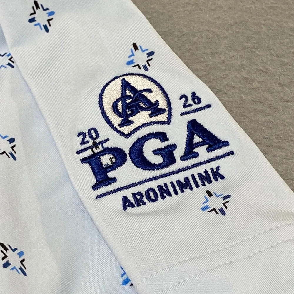 Adidas Mens XL Blue ClimaCool 2026 PGA Aronimink Geometric Golf Polo Shirt NWT
